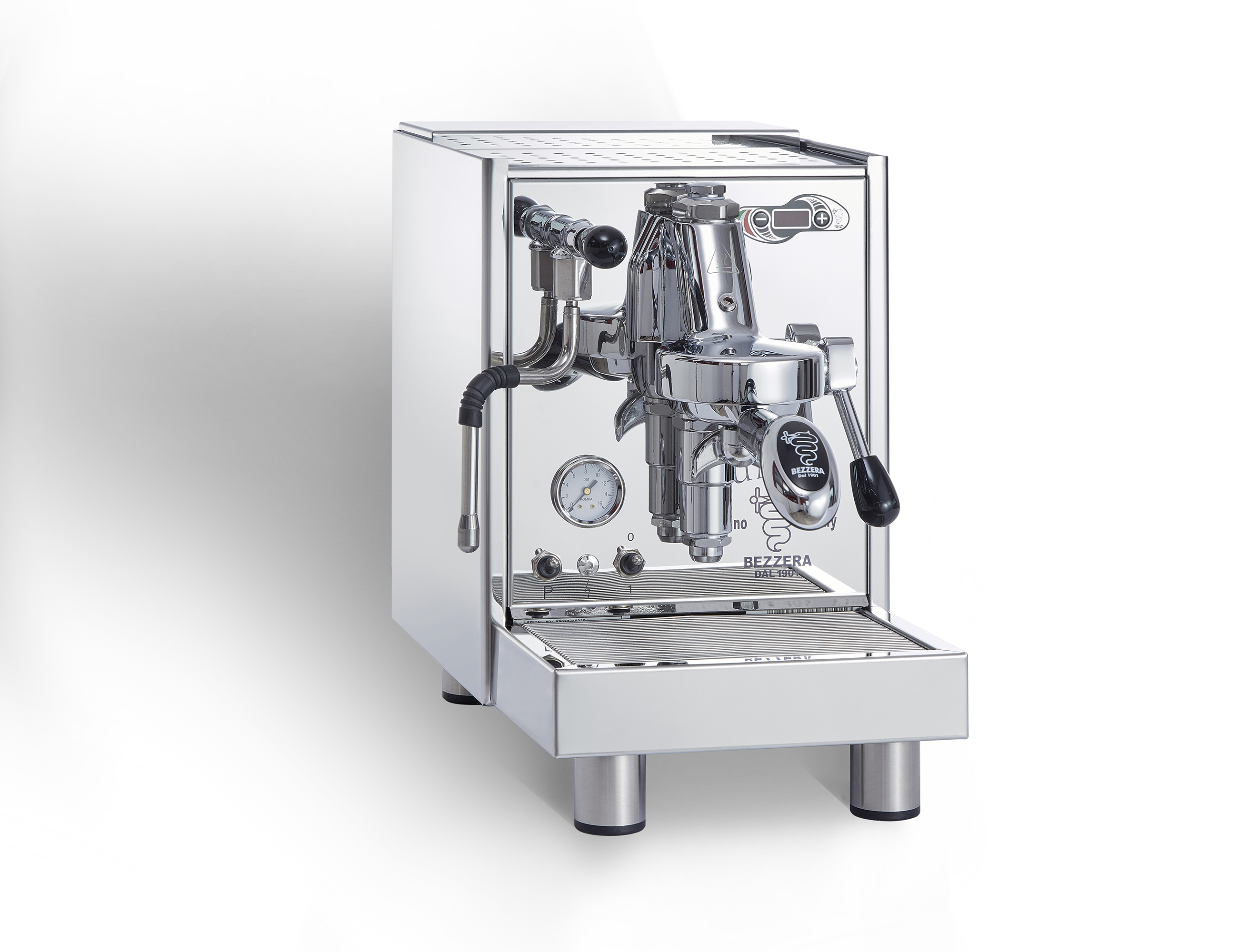 Bezzera Unica PID espresso machine viewed from the front-left